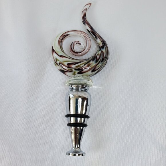 Murano Art Deco Swirl Glass Wine Stopper Murano Art Wine Stopper - Picture 5 of 8